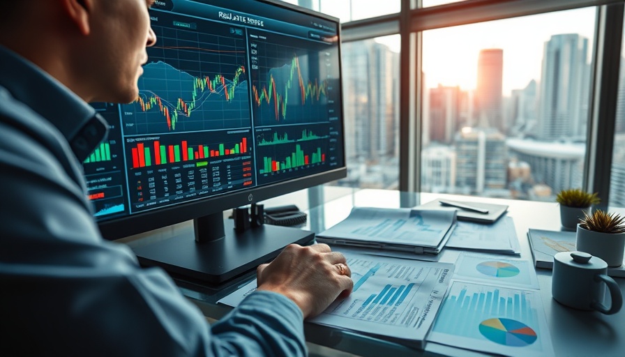 Financial analyst checks real estate stock charts, investing $50000.