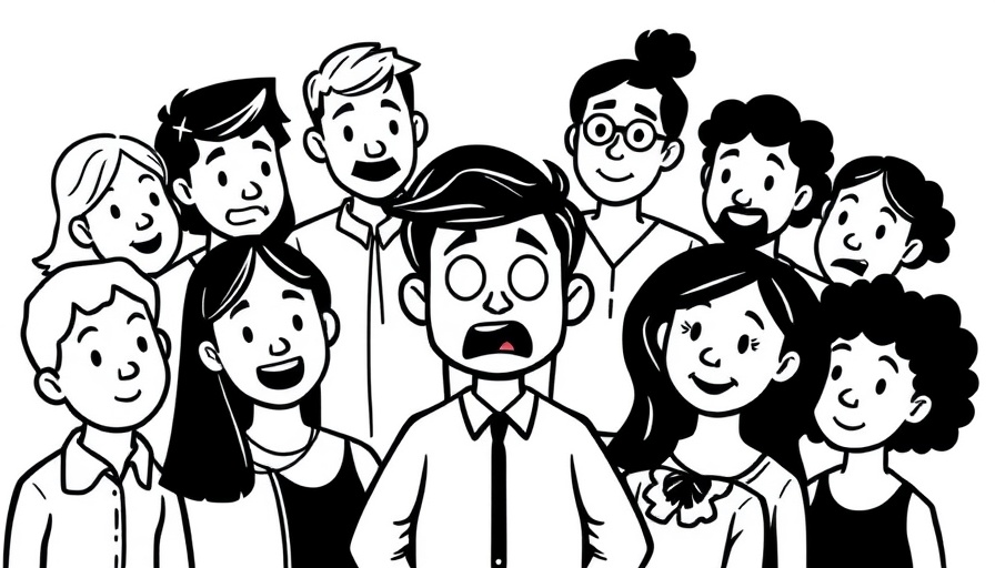 Cartoon group with central figure illustrating adaptive leadership styles.