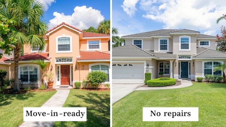 Side-by-side comparison of move-in ready and fixer-upper Orlando homes for selling as is.