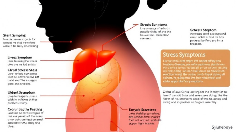Anatomical illustration of stress symptoms, liver health in menopause.
