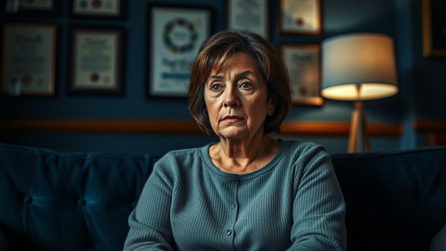 Concerned woman sitting on couch reflecting on surprise medical bills