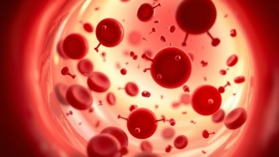 Close-up of red blood cells and molecules in a vessel for healthy aging.