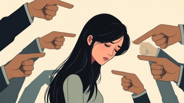 Illustration showing shame in medicine with pointing hands.