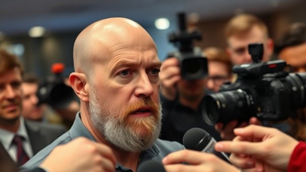 Man engaged with media on Trump’s budget cuts to public health.