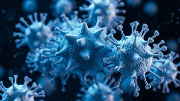 T helper cells clustering around antigen, microscopic view.