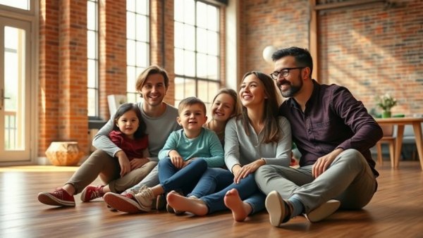 Family discussing high-deductible insurance plans in a bright room.