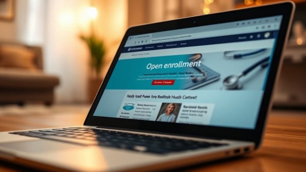 Laptop displaying Obamacare open enrollment page.