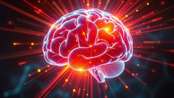 Glowing digital brain illustrating reverse brain aging.