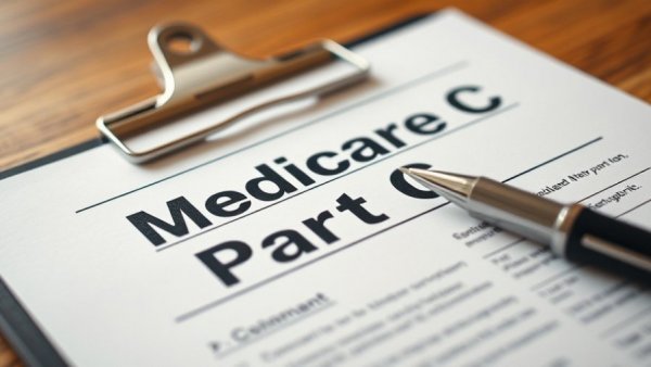 Medicare Part C form close-up on clipboard with pen