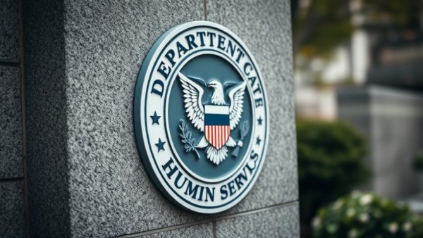 Department of Health & Human Services seal on a stone wall.