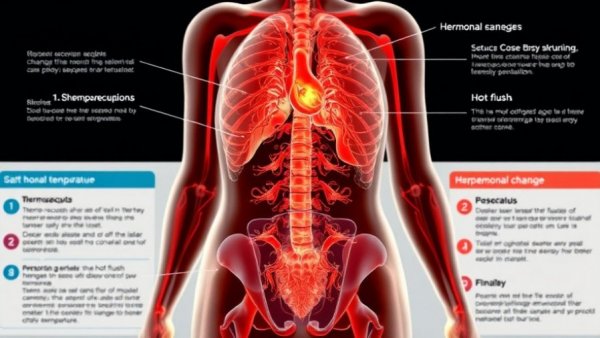 Diagram explaining menopause and body temperature changes.