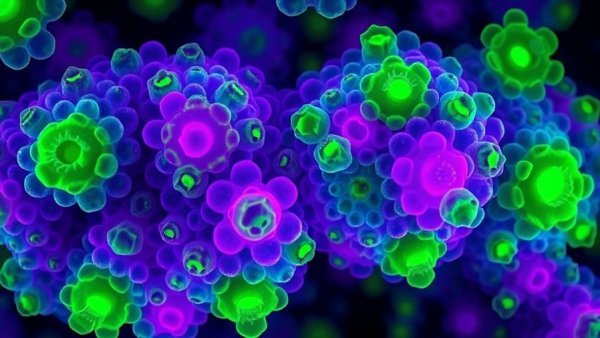 Vibrant cellular pattern reflecting ER-phagy and aging processes.