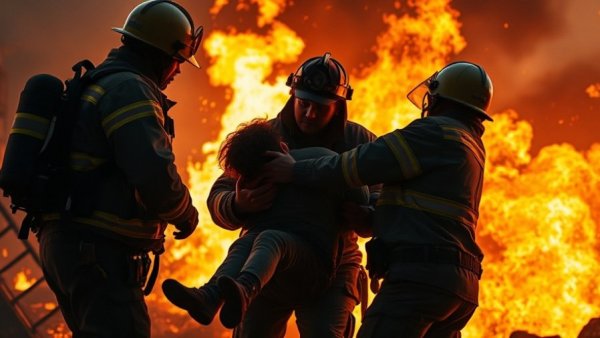 Dramatic fire scene depicting increased stress during menopause.