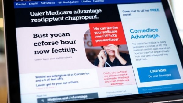 Medicare Advantage digital ads on a laptop screen, highlighting urgency.
