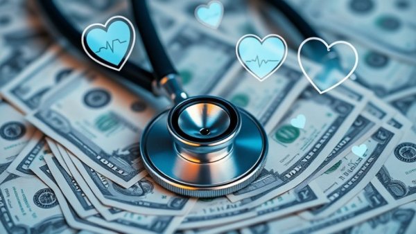Stethoscope on money with healthcare icons showing rising ACA premiums.