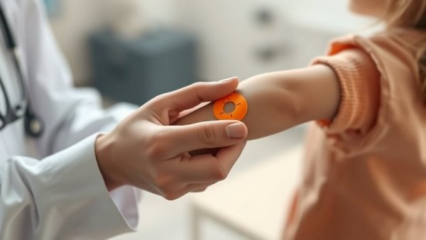 Gentle hands applying band-aid to child's arm post-vaccine.