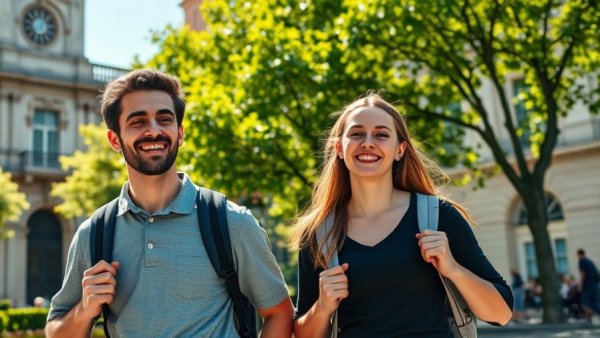 Young people walking in park, highlighting early weight gain effects.