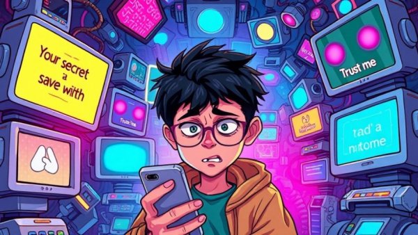 Surreal depiction of AI chatbots therapy risks.