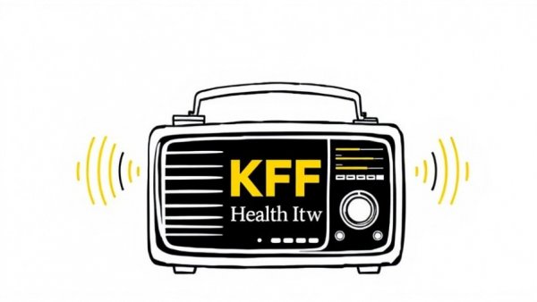 KFF Health News Minute logo with vintage radio sketch
