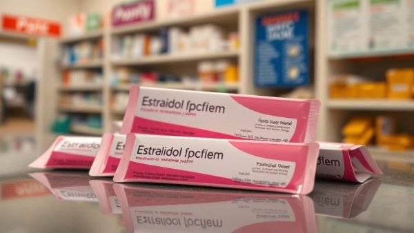 Estradiol patch packaging highlighting shortage issue.