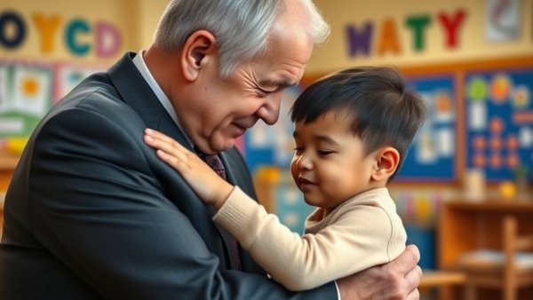 Make America Healthy Again: Caring moment in a colorful classroom setting.