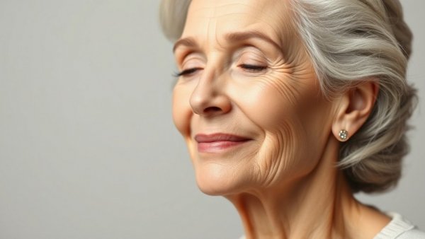 Elegant older woman conveys vitality suggesting daily multivitamin benefits.