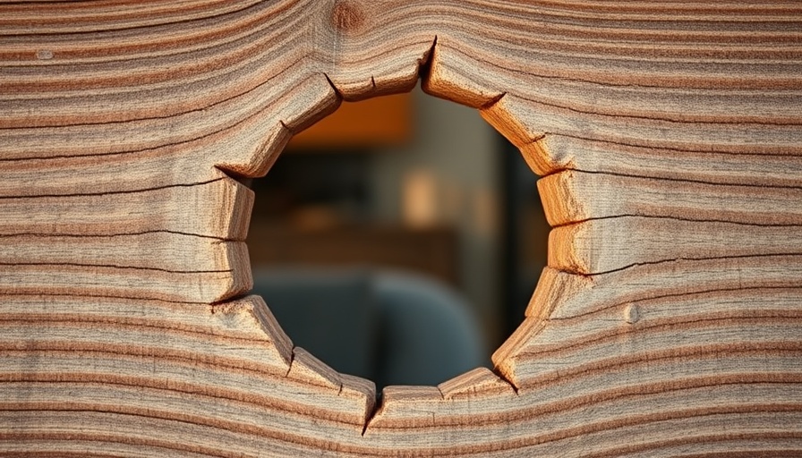 Rustic wooden surface with a circular cut-out and blurred background.