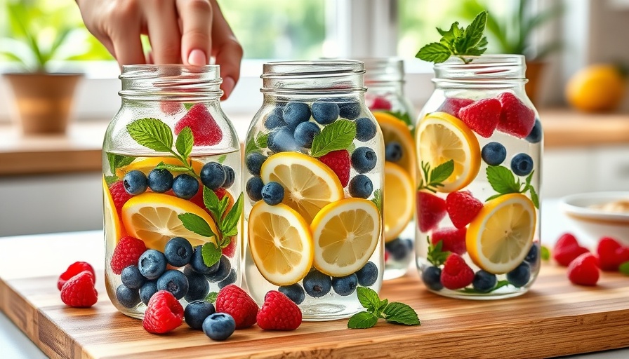 Infused water with fruits and mint on a wooden table for menopause recipes.