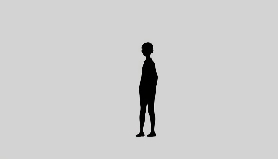 Minimalistic silhouette person, menopause gap concept, gray background.