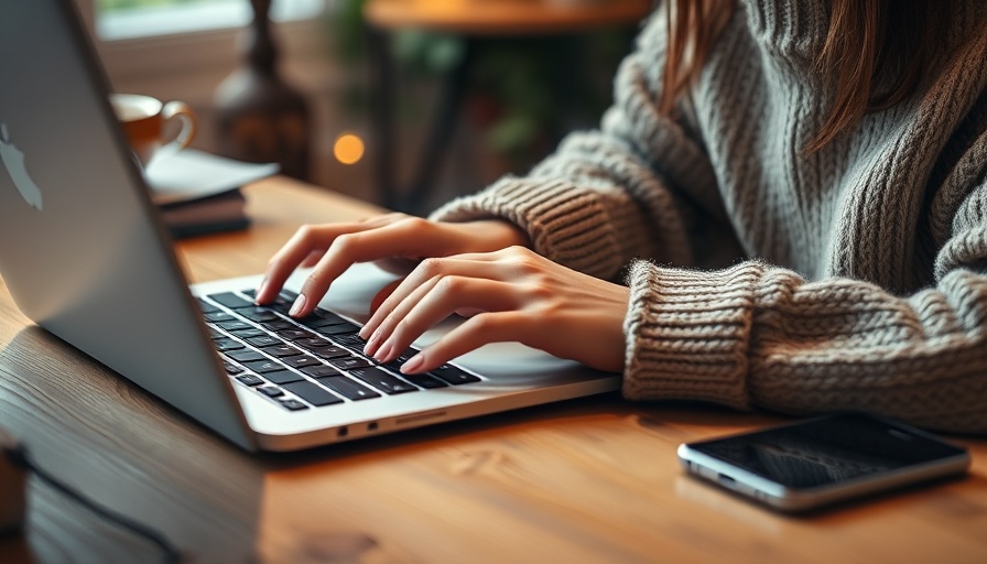 Woman typing on laptop at home, action on perimenopause and menopause.