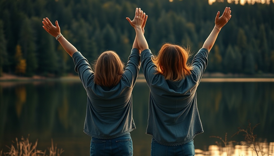 Joyful women by lake at sunset reflecting on affordable hormonal treatments for menopause.