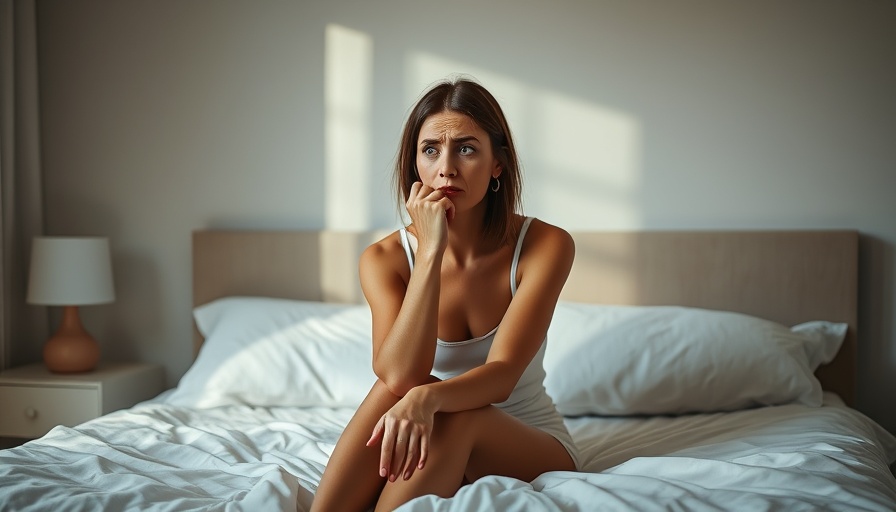 Woman contemplating in bedroom, exploring testosterone therapy for menopausal symptoms.
