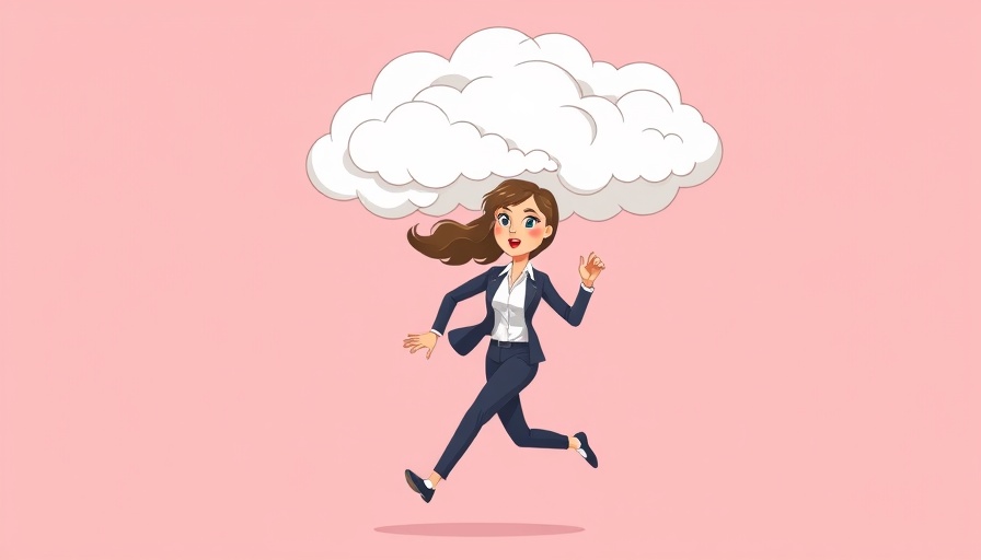 Illustration of brain fog during menopause with clouds over woman's head.