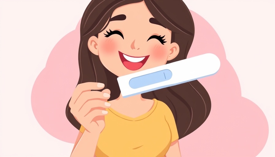 IVF after menopause cartoon of woman with pregnancy test