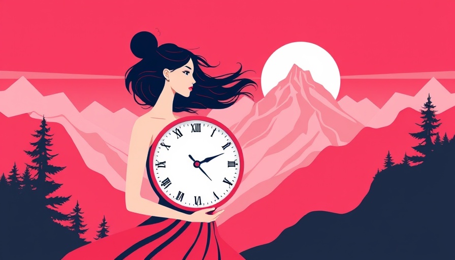 Stylized illustration of time theme for menopause support.