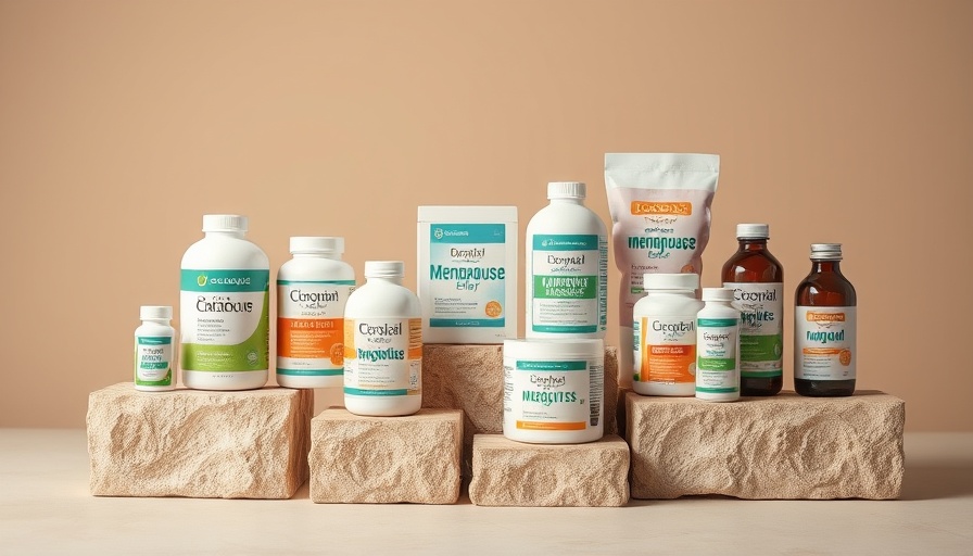 Menopause Society Certified Practitioner products including Bonafide and Revaree on stone blocks.