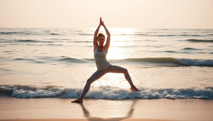 Holistic approach to lose belly fat through serene yoga by the ocean.