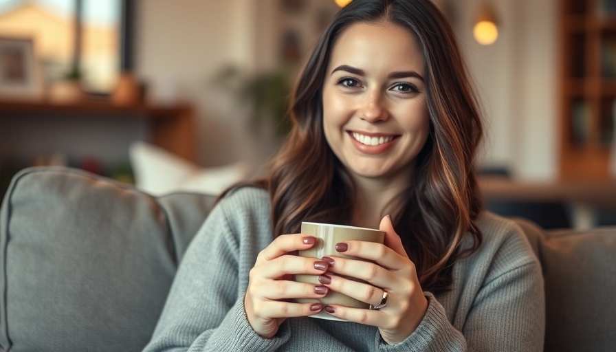 Smiling woman with mug discussing weight loss after 40