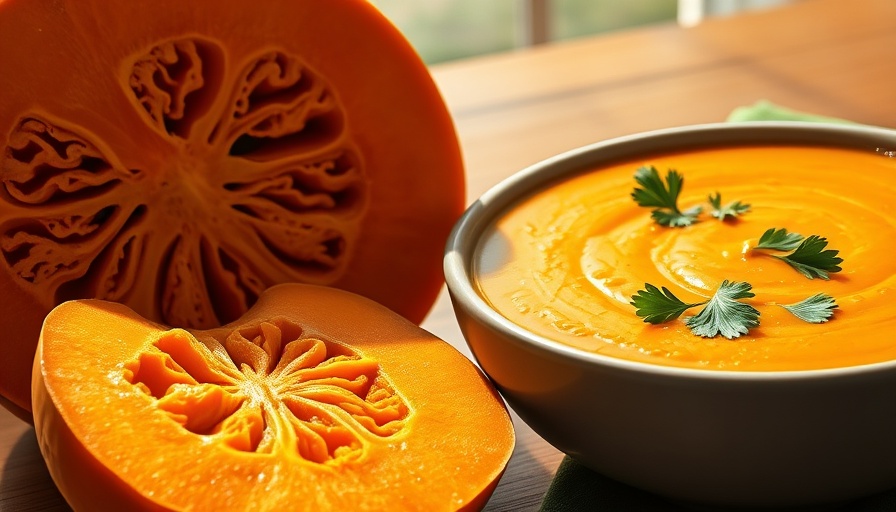 Vibrant pumpkin and soup rich in carotenoids, aiding joint pain during menopause.
