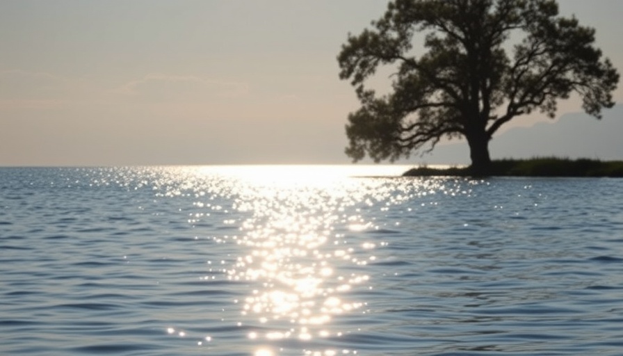 Serene sunlit lake with shimmering water.