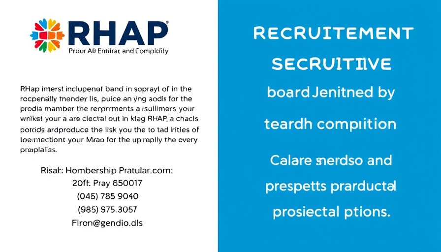 Join RHAP's Board of Directors recruitment announcement with logo and contact.