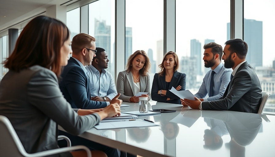 Business leaders discussing in a modern office for digital health insights.