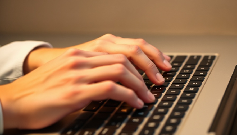 Rapid fingers typing on keyboard showing dynamic tech interaction.