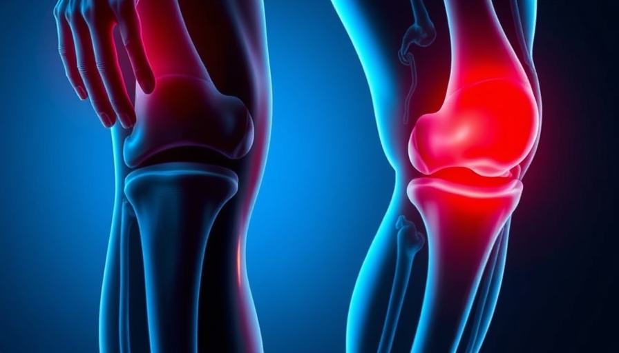 X-rays impact on arthritis surgery: Knee anatomy with highlighted arthritis.