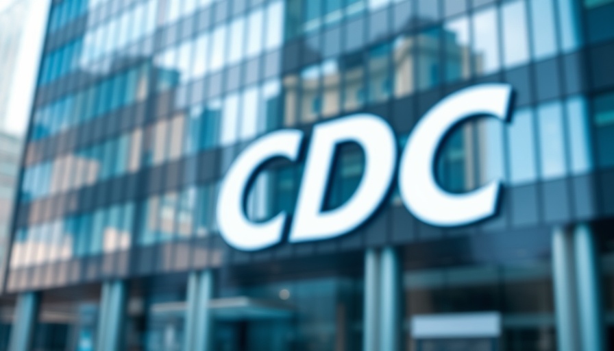 CDC logo with modern building backdrop highlighting funding disparities.