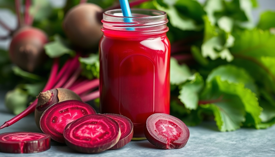 Fresh beet juice and beets lower blood pressure, vibrant setup.