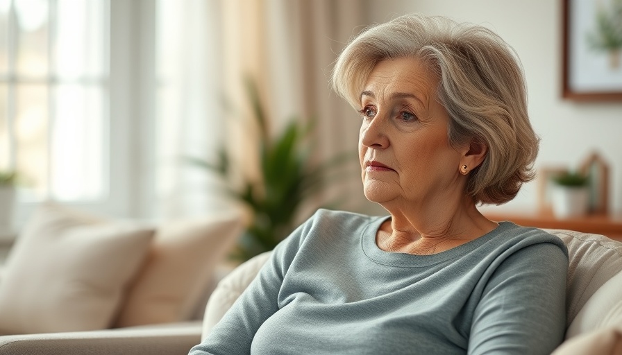 Serene mature woman discussing menopause care and support.