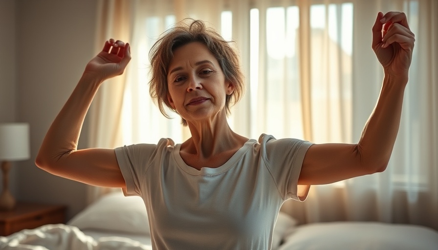 Woman stretching in bed, morning sun, low energy in menopause.