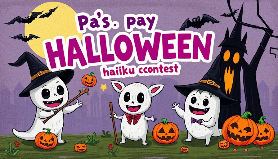 Playful Halloween illustration for health care haiku contest.