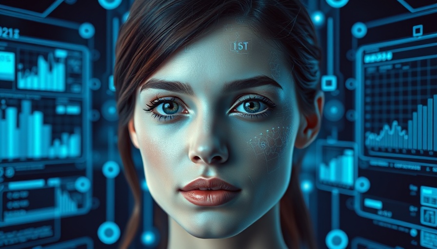 Generative AI ethics concept with digital facial analysis.